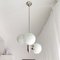 Large Mid-Century White Opaline Bubble Glass and Nickel 3-Light Chandelier 1