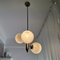 Large Mid-Century White Opaline Bubble Glass and Nickel 3-Light Chandelier, Image 4