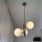 Large Mid-Century White Opaline Bubble Glass and Nickel 3-Light Chandelier, Image 5