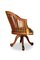 Oak Revolving Desk Chair with Rail Back & Green Leatherette Seat, 1920s 3