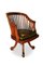 Oak Revolving Desk Chair with Rail Back & Green Leatherette Seat, 1920s 1