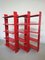 Red Metal Modular Wall Bookcase, 1980s 1