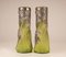 Art Nouveau Jewelled Vases Glass Paste and Silver Pewter by Charles Schneider, Set of 2 3