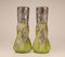 Art Nouveau Jewelled Vases Glass Paste and Silver Pewter by Charles Schneider, Set of 2 1