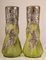 Art Nouveau Jewelled Vases Glass Paste and Silver Pewter by Charles Schneider, Set of 2 9