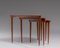 Italian Wood and Brass Nesting Tables, 1950s, Set of 3 2