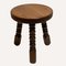 Brutalist French Wabi Sabi Oak Stool with Bobbin Turned Legs, 1960s 4