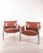 Vintage Chrome Brown Leather Armchairs, Set of 2 1