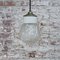 Lampade a sospensione vintage industriali in porcellana bianca e vetro trasparente, Immagine 6