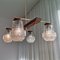 Großer rustikaler portugiesischer Deckenlampe-Kronleuchter aus Holz & Glas mit 4 Leuchten, 1960er 7