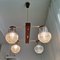 Großer rustikaler portugiesischer Deckenlampe-Kronleuchter aus Holz & Glas mit 4 Leuchten, 1960er 9