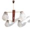 Large Portuguese Rustic Wood and Glass 4-Light Ceiling Lamp Chandelier, 1960s 1