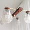 Large Portuguese Rustic Wood and Glass 4-Light Ceiling Lamp Chandelier, 1960s 10
