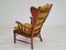 Danish Wool Oak High-Backed Ear Flap Chair, 1960s 15