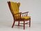 Danish Wool Oak High-Backed Ear Flap Chair, 1960s, Image 1