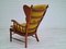 Danish Wool Oak High-Backed Ear Flap Chair, 1960s 12