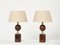 French Walnut Table Lamps by Philippe Barbier, 1970s, Set of 2 1