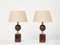 French Walnut Table Lamps by Philippe Barbier, 1970s, Set of 2, Image 1