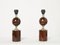 French Walnut Table Lamps by Philippe Barbier, 1970s, Set of 2, Image 4