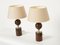 French Walnut Table Lamps by Philippe Barbier, 1970s, Set of 2 3