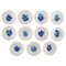 Blue Flower Braided Butter Pads from Royal Copenhagen, Set of 11, Image 1