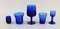 Vasos de vidrio soplado a boca azul de Monica Bratt para Reijmyre. Juego de 5, Imagen 2
