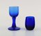 Vasos de vidrio soplado a boca azul de Monica Bratt para Reijmyre. Juego de 5, Imagen 4