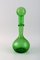 French Green Mouth-Blown Art Glass Wine Decanters and Four Glasses from Biot, Set of 6 2
