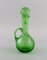 French Green Art Glass Decanters Six Glasses and Two Small Jugs from Biot, Set of 10 3