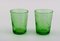 French Green Art Glass Decanters Six Glasses and Two Small Jugs from Biot, Set of 10 7