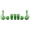 French Green Art Glass Decanters Six Glasses and Two Small Jugs from Biot, Set of 10, Image 1