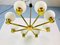 Mid-Century 8-Arm Brass and Opaline Glass Chandelier, 1960s 5