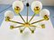 Mid-Century 8-Arm Brass and Opaline Glass Chandelier, 1960s, Image 5