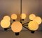 Mid-Century 8-Arm Brass and Opaline Glass Chandelier, 1960s 2