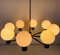 Mid-Century 8-Arm Brass and Opaline Glass Chandelier, 1960s, Image 2