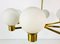 Mid-Century 8-Arm Brass and Opaline Glass Chandelier, 1960s, Image 6