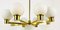 Mid-Century 8-Arm Brass and Opaline Glass Chandelier, 1960s, Image 4
