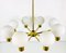 Mid-Century 8-Arm Brass and Opaline Glass Chandelier, 1960s, Image 3