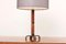 Lámpara de mesa de madera con pantalla gris, años 50, Imagen 8
