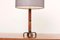 Wooden Table Lamp with Grey Lampshade, 1950s, Image 8