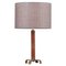 Wooden Table Lamp with Grey Lampshade, 1950s, Image 1