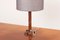 Wooden Table Lamp with Grey Lampshade, 1950s 5