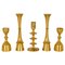 Vintage Danish Brass Candle Holders, Set of 5 1