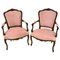 Antique French Louis XV Carved Walnut Armchairs, Set of 2, Image 1