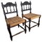 Mid-Century Italian Carved Wood & Cord Woven Rope Chairs, 1950s, Set of 2, Image 1