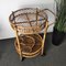 Italian Bohemian Bamboo Rattan Round Serving Bar Cart by Franco Albini, 1960s 3