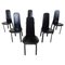 Black Leather Dining Chairs from Cidue, 1980s, Set of 6 1