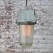 Lámparas colgantes industriales vintage de metal gris y vidrio rayado, Imagen 5