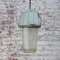 Lámparas colgantes industriales vintage de metal gris y vidrio rayado, Imagen 6
