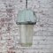 Lampes à Suspension Industrielles Vintage en Métal Gris et Verre Rayé 6